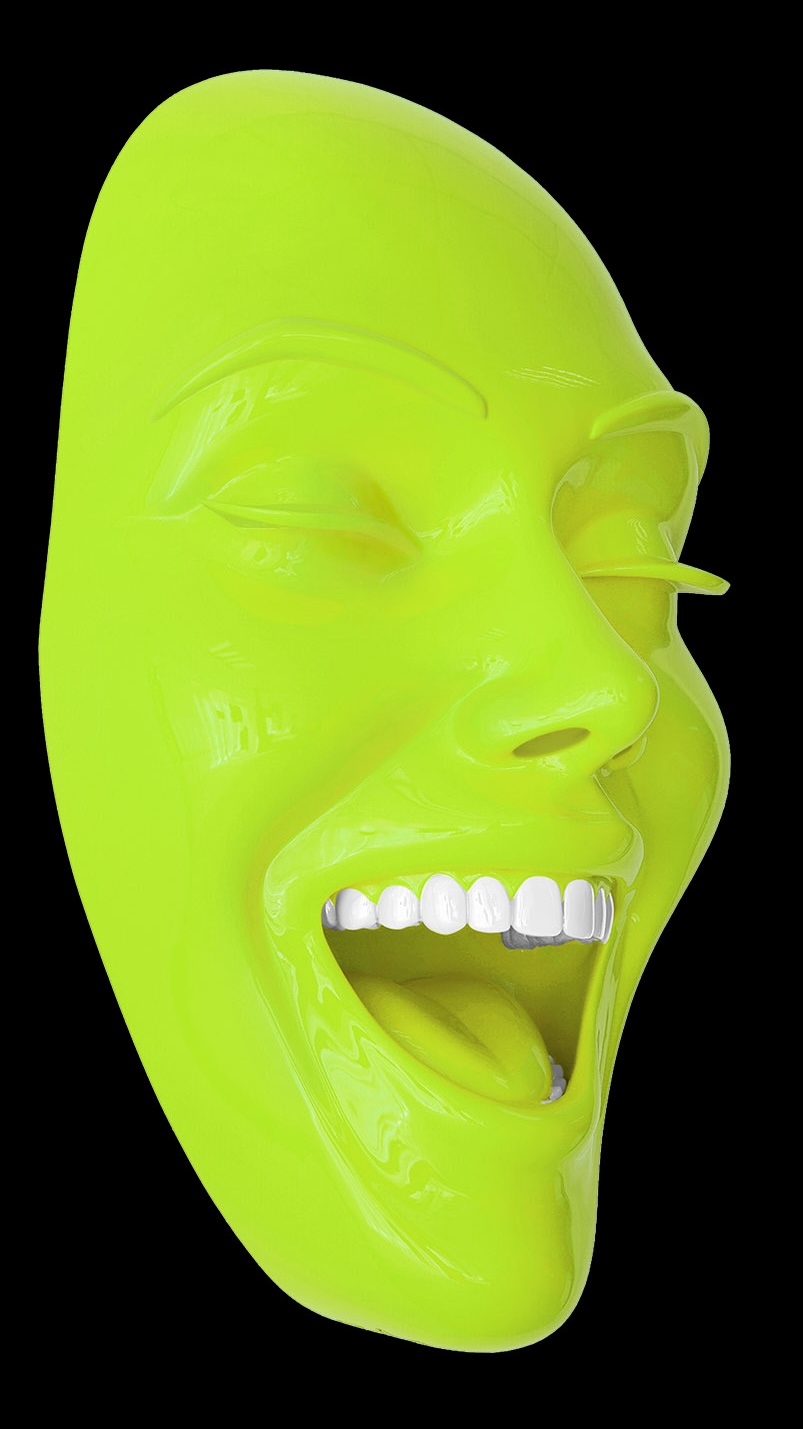 Joy Monochrome Vert Claire Glossy by Raphaël Laventure, hand-painted sculpture, presented by Art.M Luxembourg